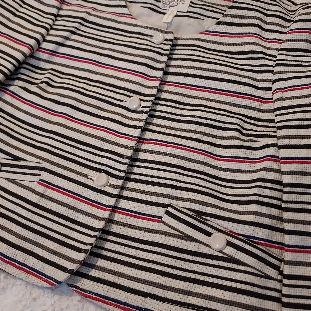 Tulle Original Chic Unique Striped Bolero style lined blazer Stylish Office - Picture 5 of 14